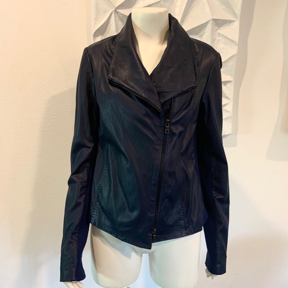 Like new! Vince Navy Leather Jacket